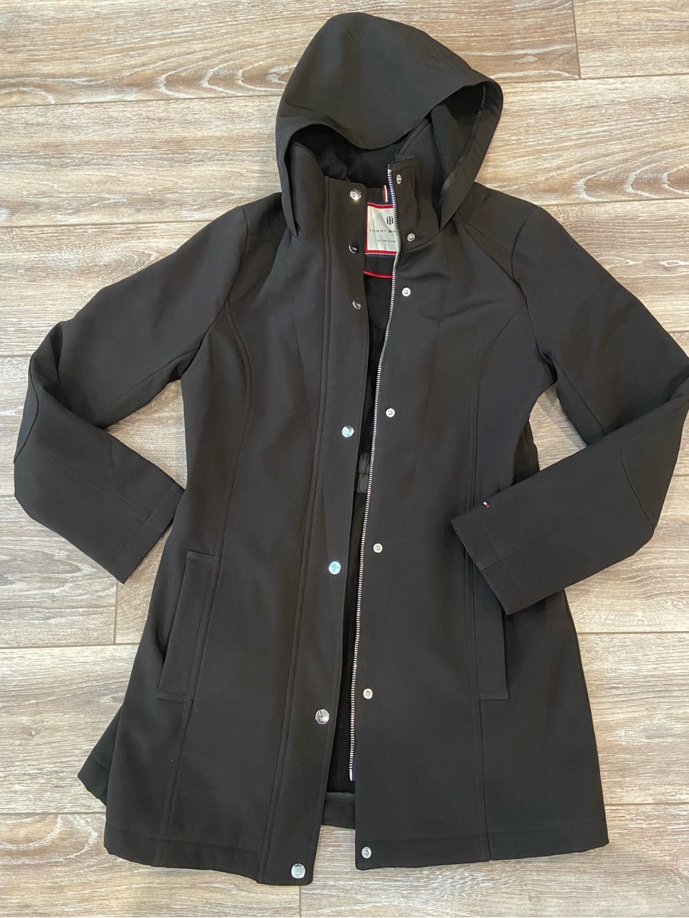 Tommy Hilfiger Black Hooded Trench Coat